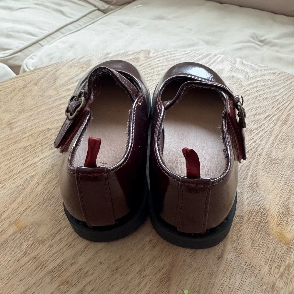 OLD NAVY Burgundy Mary Jane Velcro Dress Shoe Toddler Sz 9